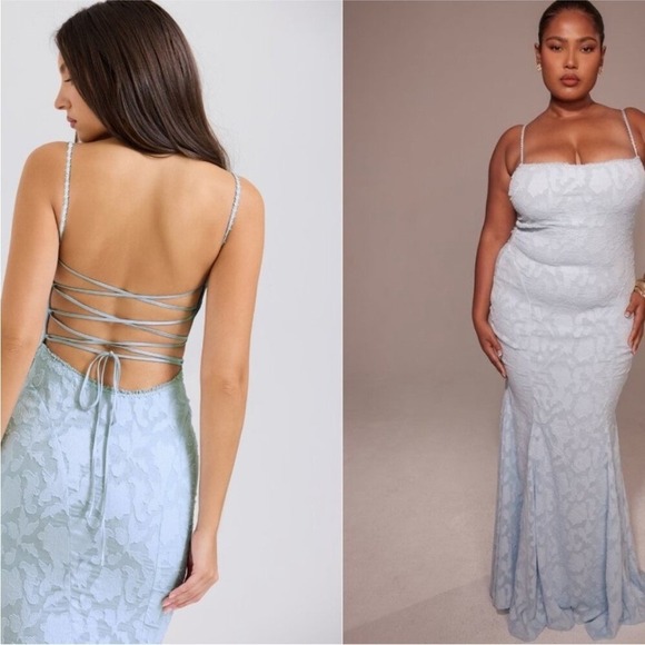 HOUSE OF CB 'Joan' Bluebell Lace Up Back Maxi Dress NWOT Size XS - Picture 11 of 16